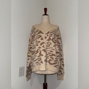 Lulus Good For You Cream Leopard Print Sweater
